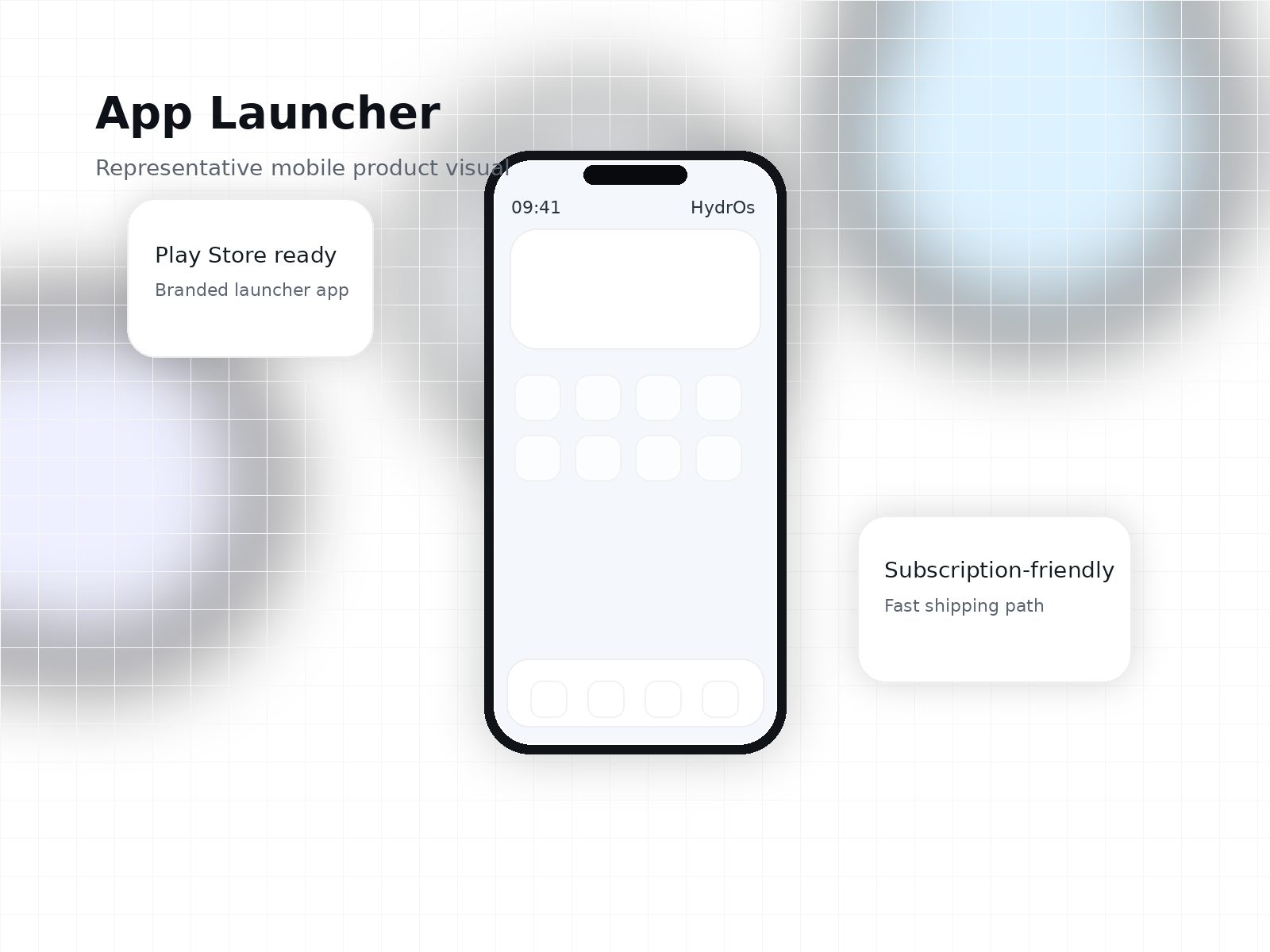 HydrOs app launcher mockup