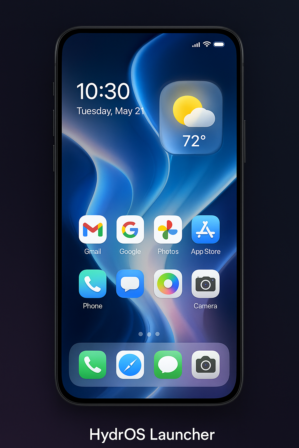 HydrOs Launcher home screen (symbolic)